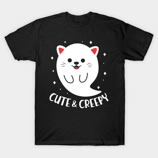 Funny Cute & Creepy Cat Ghost Halloween T-Shirt by HCMGift